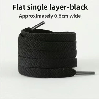Black Shoelace round Flat Sports Men's and Women's Shoelace Leather Shoes Canvas Shoes and Boots Versatile Universal Shoelace