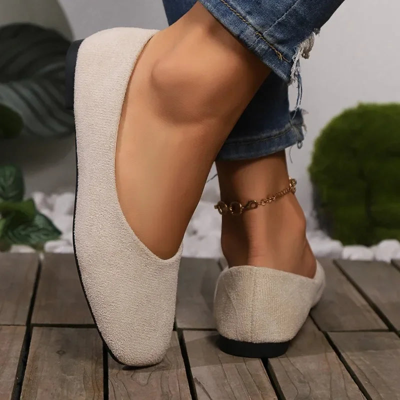 Women's Loafers 2025 New Elegant Ladies Causal Flat Shoes Square-toe Spring Autumn Shallow Women's Fashion Ballet Shoes Simple