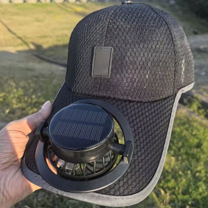 Solar Powered Cap with Fan Summer Breathable Mesh Sun Protection Outdoor Baseball Hat for Men USB Rechargeable Cooling Headwear
