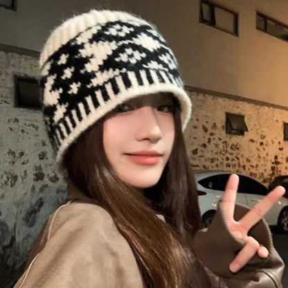 New Korean Windproof Fisherman Hat Coldproof Warm Knitted Beanie with Ear Protection Retro Style Autumn Winter Cap for Men Women