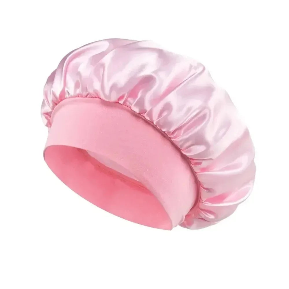 1pcs Newly Silk Bonnet for Wide-brimmed Sleeping Satin Hair Bonnets Soft Elastic Band for Women Men Curly Hair Use