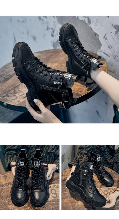 GKTINOO 2026 Autumn Winter Shoes Genuine Leather Sneakers Waterproof Boots for Women Thick Sole Women Ankle Boots Ladies Botas