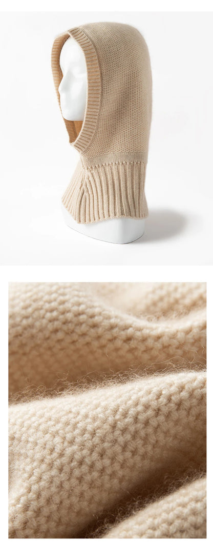 New Autumn and Winter Women's Hat 100% Cashmere Knitted Scarf Hats Outdoor Warm Fashion Girl Cap Lady High Quality Neck Sarf