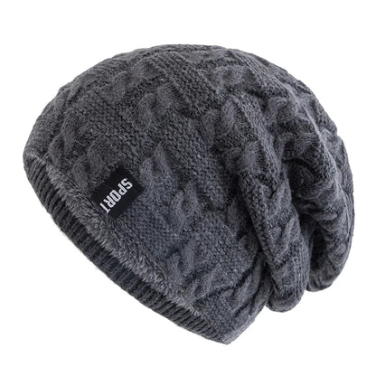 New Women Winter Hats Female Sports Label Casual Beanie Hat Fleece Lined Warm Knitted Hats