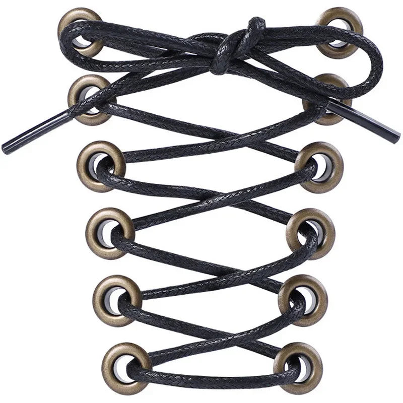 Solid Color Cotton Waxed Shoelaces Leather Waterproof Round Shoe Laces Boots Shoelace Shoestring Accessories