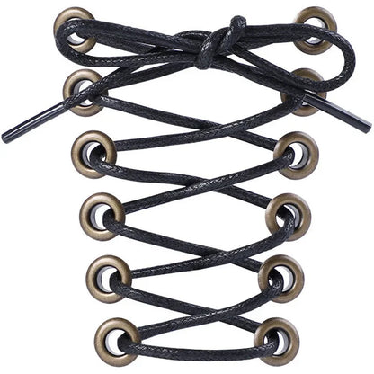 Solid Color Cotton Waxed Shoelaces Leather Waterproof Round Shoe Laces Boots Shoelace Shoestring Accessories