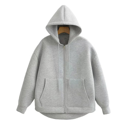 HXAO Women's Hoodie Oversized Zip up Hoodies Women Autumn Winter Long sleeve Outerwears Sweatshirt with zipper Y2k Hoodie Top