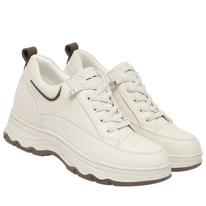 Comfortable Soft Leather Running Sneakers 2024 New Spring Autumn Middle-aged Elderly Fashion Chunky Causal Women Mother Shoes