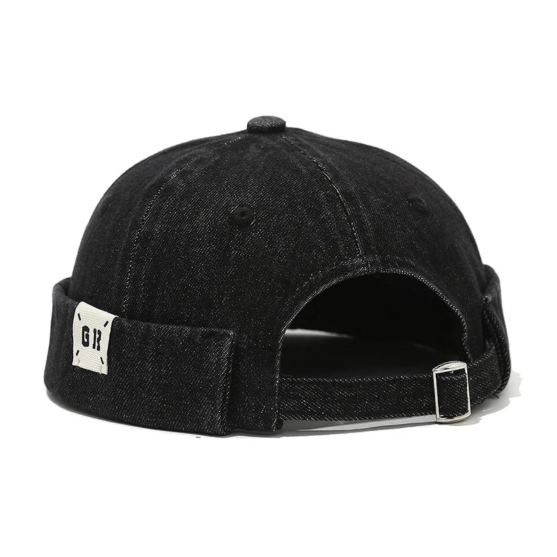 Top Denim Docker Cap Without Visor Letter Label Brimless Caps Adjustable Solid Color Hat Hats Unisex Adult Retro Hip Hop Street