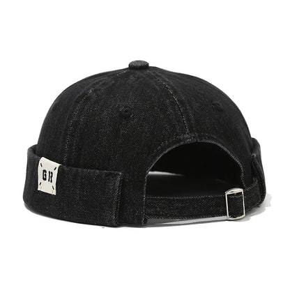 Top Denim Docker Cap Without Visor Letter Label Brimless Caps Adjustable Solid Color Hat Hats Unisex Adult Retro Hip Hop Street