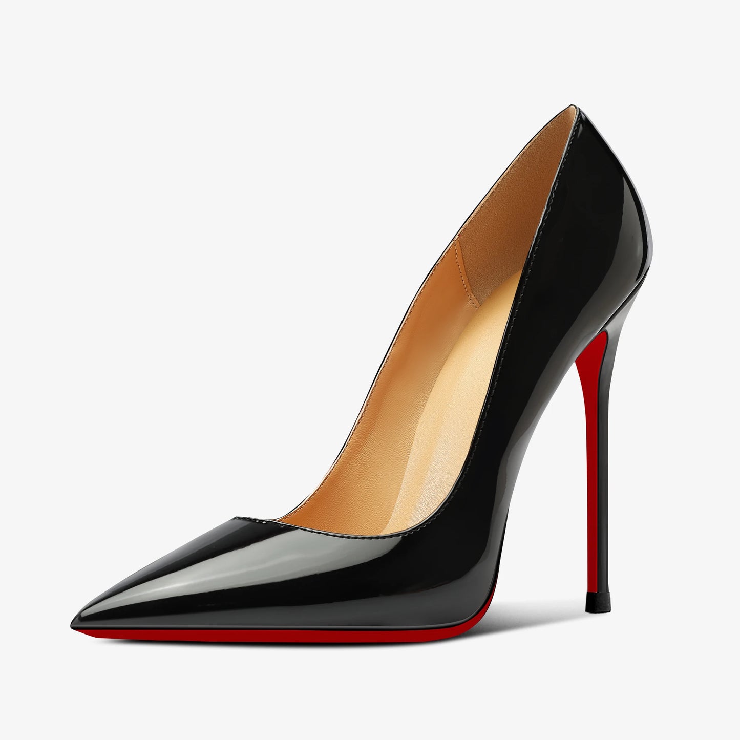 Red pointed high-heeled shoes for women 2025, new slim heel patent leather French sexy plus size black professional single shoes