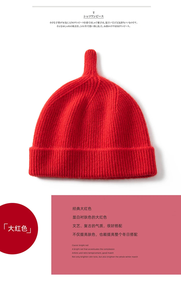Keep Warm Winter Hat for Children Unisex Knit Cap Kids 100% Cashmere Skullies Hats for Boys Bonnet Girls Caps Accessories