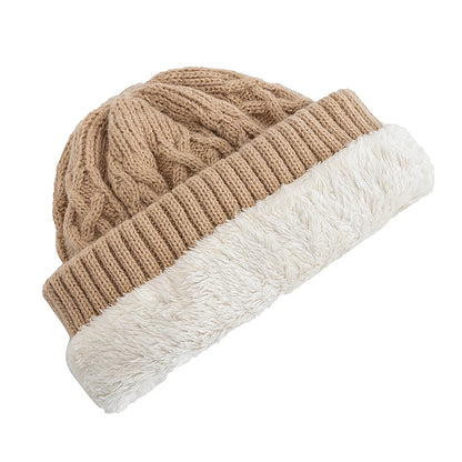 New Style Unisex Keep Warm Winter Hat Plush Fur Lined Stylish Warm Cap Beanie Hat For Men Women Outdoor Ski Sports Knitted Hat