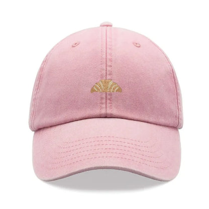 1pc Croissant Printing Retro Baseball Caps,leisure Washed Unisex Dad Hat Adjustable Faded Sports Sun Food Hiking Summer Holiday