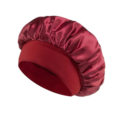 1pcs Newly Silk Bonnet for Wide-brimmed Sleeping Satin Hair Bonnets Soft Elastic Band for Women Men Curly Hair Use