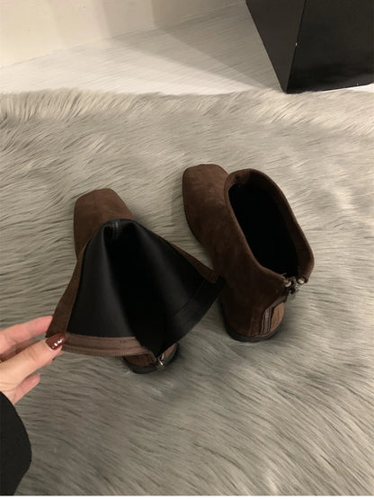 2026 Spring Autumn Women Modern Ankle Boots Fashion Square Toe Short Booties Ladies Casual Low Heel Shoes