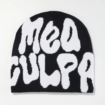 Mea Culpas Beanies Hats For Women Men Autumn Winter Fashion Printed Wool Acrylic Knitted Caps Bonnet Kpop Elastic Skullies Hat
