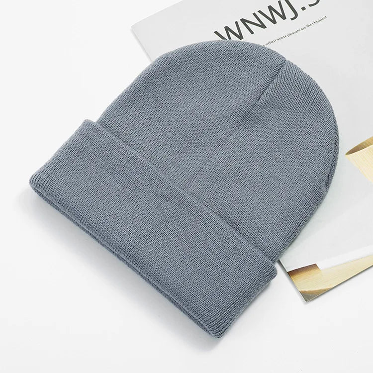 Acrylic Beanie Cap for Adult Winter Women Men Plain Skullies Beanie Hats Custom Logo Knitted Hats SKullies Skullcap