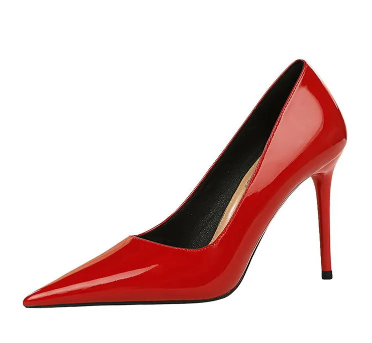 BIGTREE Shoes Pointed Toe Red Women Pumps Patent Leather High Heels Occupational OL Office Shoes Stiletto Female Heels Shoes