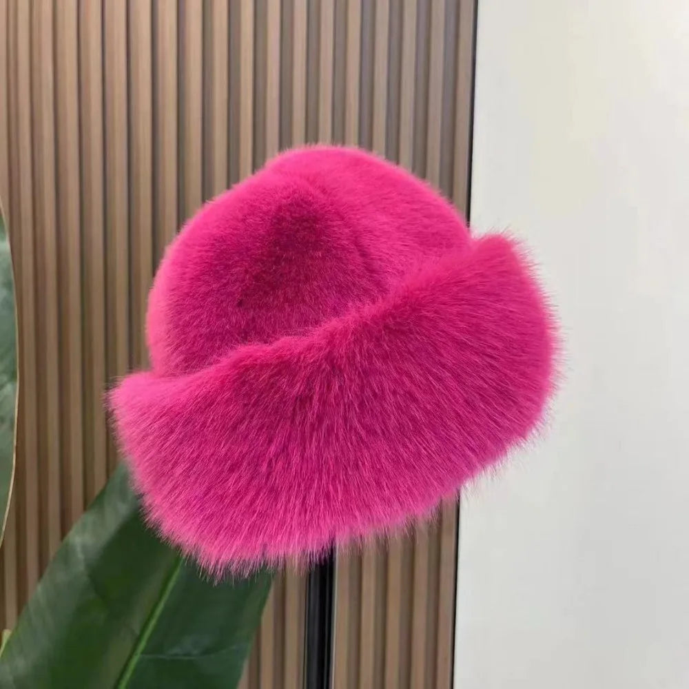 Fur Hat Women Warm Snow Ski Cap Female Faux Fox Fur Thick Warm Winter Hat Lady Windproof Russian Hat Ear Warmer Bonnet Hot Sale