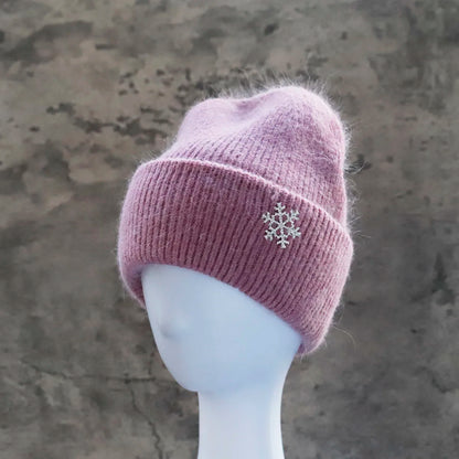 Hot Selling Winter Hat Real Rabbit Fur Winter Hats For Women Snowflake Warm Beanie cold Hats Women Solid Adult Cover Head Cap