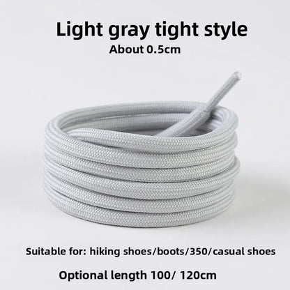 Light Gray Shoelaces Sports Shoes Wear-resistant Rope Men's Round Style Women's Flat Shoelaces Rope Casual Flat Round Sneakers