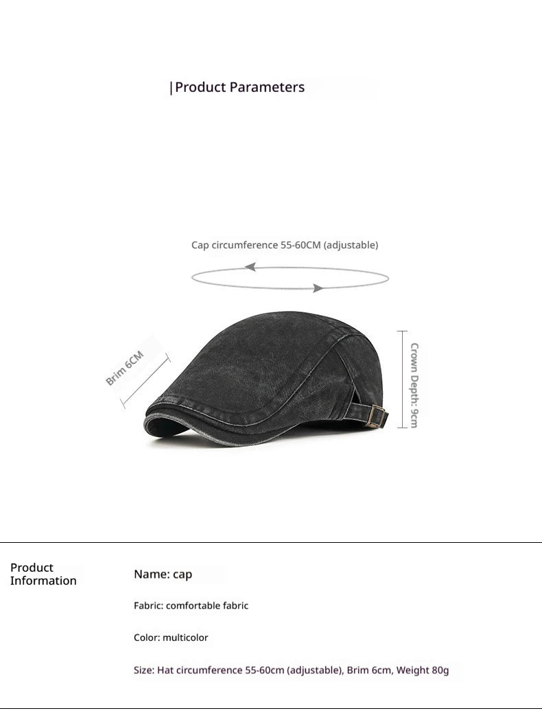 Vintage Washed Cotton Flat Cap Men Newsboy Hat Duckbill Ivy Cap Women Casual Driving Cabbie Painter Beret Spring Autumn