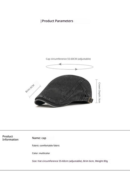 Vintage Washed Cotton Flat Cap Men Newsboy Hat Duckbill Ivy Cap Women Casual Driving Cabbie Painter Beret Spring Autumn