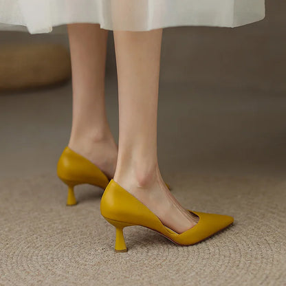 FEDONAS Basic Women Pumps Spring Summer Dress Office Ladies Pointed Toe Thin Heels Genuine Leather Shoes Woman Fashion Elegant