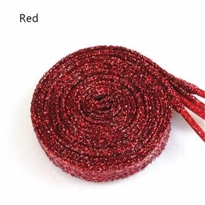 1 Pair Shiny Gold Silver Thread Shoelaces Glitter Flat Shoelaces Sparkly Bootlaces Colors Shimmering 110cm Shoe Laces Colored