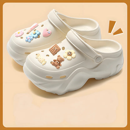 Women DIY Cute Animal button Decor Clogs Fashion Summer Spring Autumn Beach Sandals Cave Hole Female Garden Shoes Students Girls