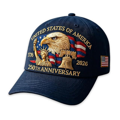 United States 250th Anniversary Cap Adjustable Washed Cotton Baseball Cap Vintage Tribute Eagle Printed Patriotic Trucker Hat