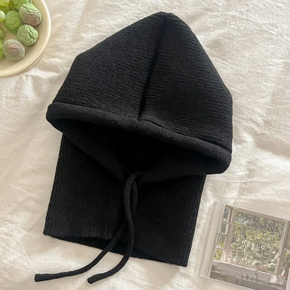 Short style Women Knitted Balaclava Fashion Fake Collar Shawl Hooded Hat Thick Warm Beanines Winter Hat official website