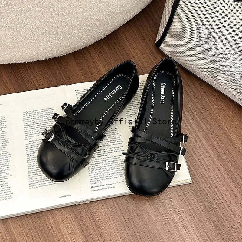 Silver Women Ballet Flats Comfortable Round Toe Shallow Shoes 2026 New Spring Autumn Vintage Ladies Dress Mary Jane Shoes