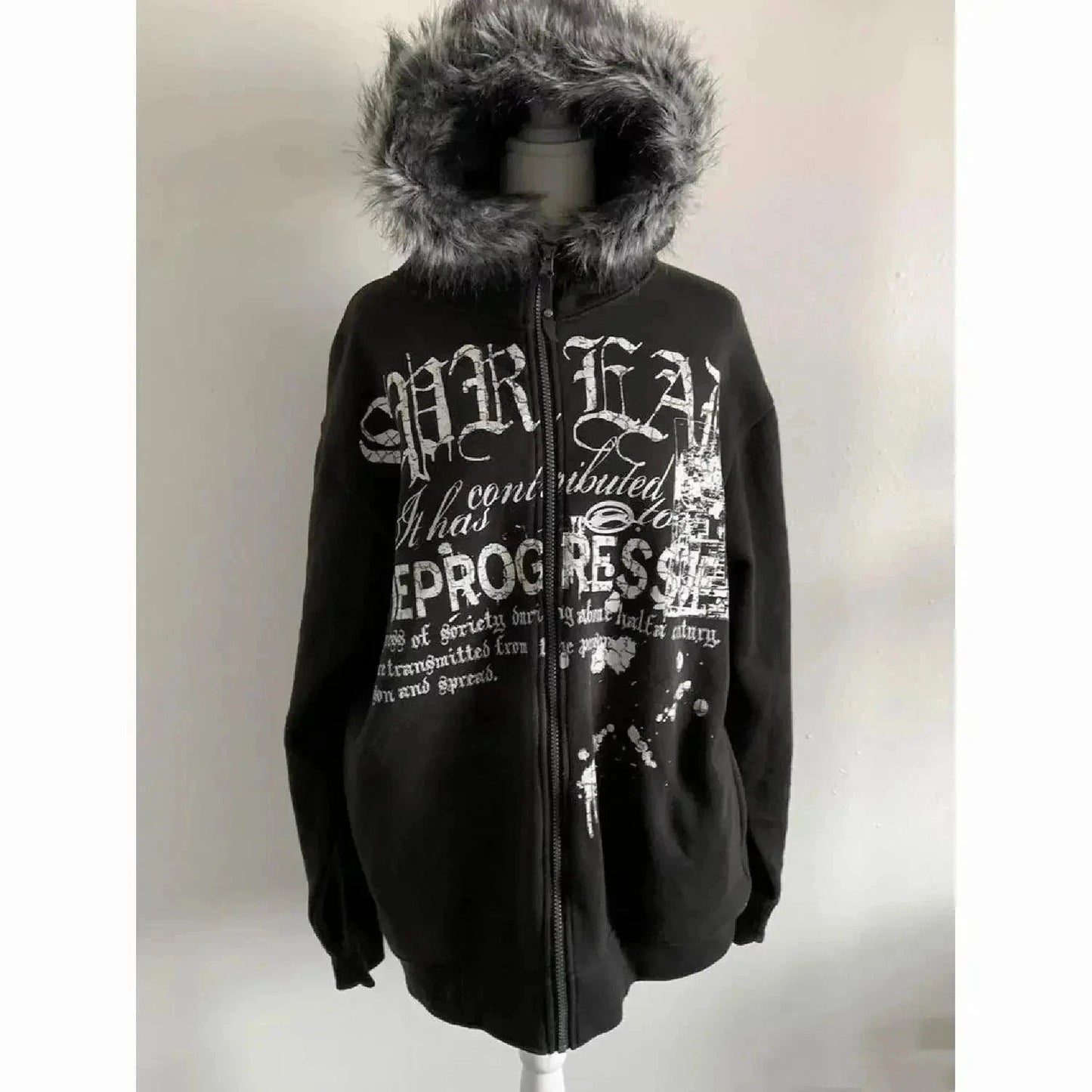 Gohic Vintage Sweatshirts Women's Jackets White Print Tunic Hooded Y2k Coat Streetwear Fashion Casual Hoodies Tops Ropa Mujer