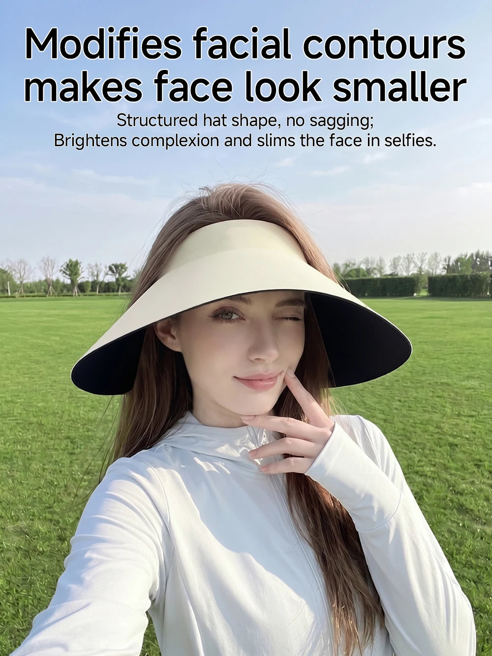 Women's Sun Top Hat with UV Protection, Seamless One-Piece Visor, Wide Brim for Full Shade, Hollow Top Sun Cap