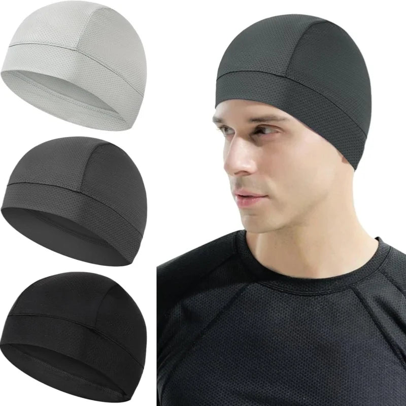 Summer Thin Breathable Mesh Skull Beanie Cap Sweat Absorbent Sport Cap Under Helmet Liner Moisture Wicking Quick Dry Cycling Hat