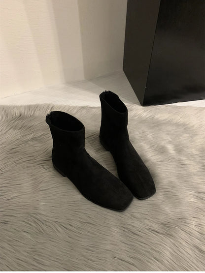 2026 Spring Autumn Women Modern Ankle Boots Fashion Square Toe Short Booties Ladies Casual Low Heel Shoes