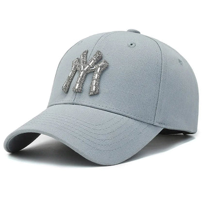 New MY Inlay Diamond Men's Outdoor Sports Baseball Hats Women's Fashion Trend Casual Duck Tongue Caps Suitable For All Seasons