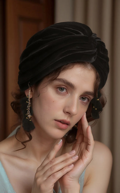 New Muslim Women Velvet Tassel Turban Hat Soft Stretch Bohemian Cross Pullover Bandana Headband Beanie Cap Islamic Head Wrap