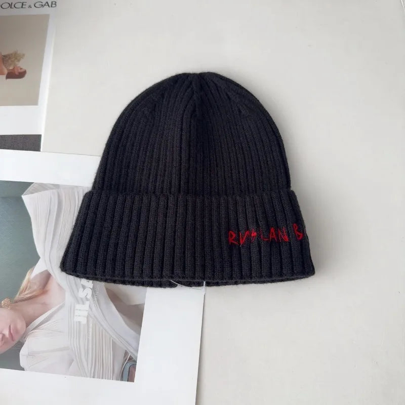 Winter Keep Warm Knitted Beanie Hat | Cold Weather Fashion Hat | Thick Unisex Letter Embroidered Cap for Men and Women |