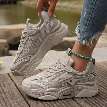 Women Purple Platform Sports Shoes Women Thick Sole Breathable Black Casual Shoes Fashion Slip On 2025 Outdoor Walking Sneakers