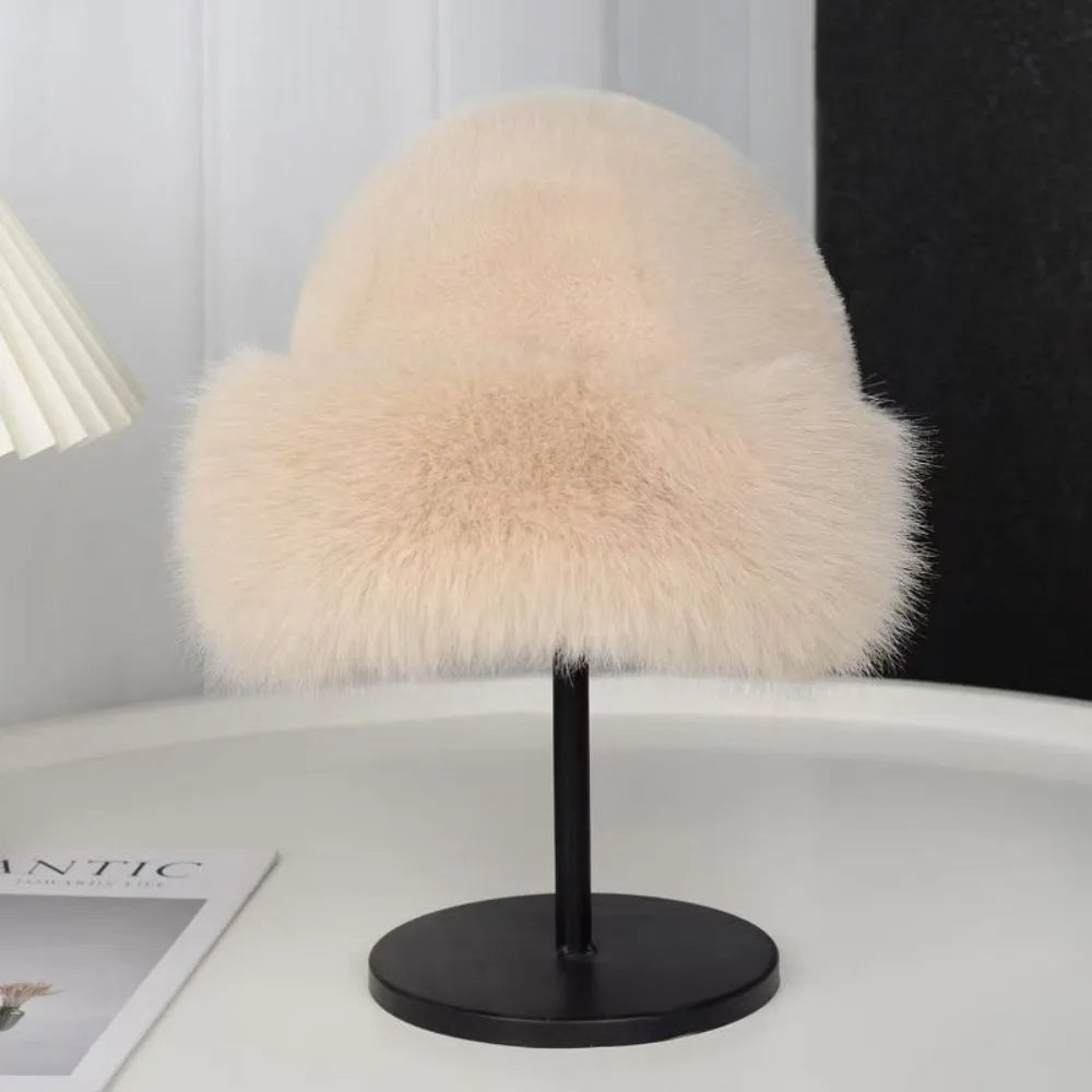 Fur Hat Women Warm Snow Ski Cap Female Faux Fox Fur Thick Warm Winter Hat Lady Windproof Russian Hat Ear Warmer Bonnet Hot Sale