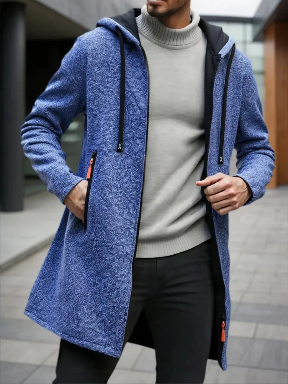 Men's Zipper Long Sleeve Coat Autumn Winter Fleece Warm Hoodies Jacket Loose Casual Outdoor Tracksuit Solid Color Sweatshirts