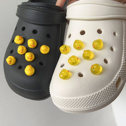 3D Cute Chubby Yellow Duck Noctilucent Shoe Charms for Crocs Garden Sandal Clogs Pins Decorations Slipper Accessories Girl Gift