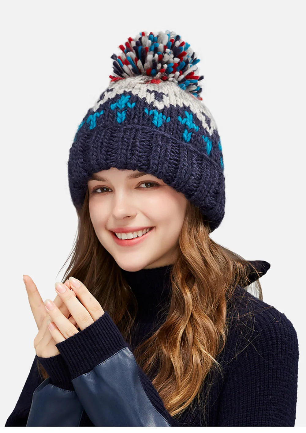 Skiing Cashmere Woman Winter Hat Autumn Beanies with Pompom Warm Wool Skullies Wholesales Acrylic Beanies Winter Hat for Woman