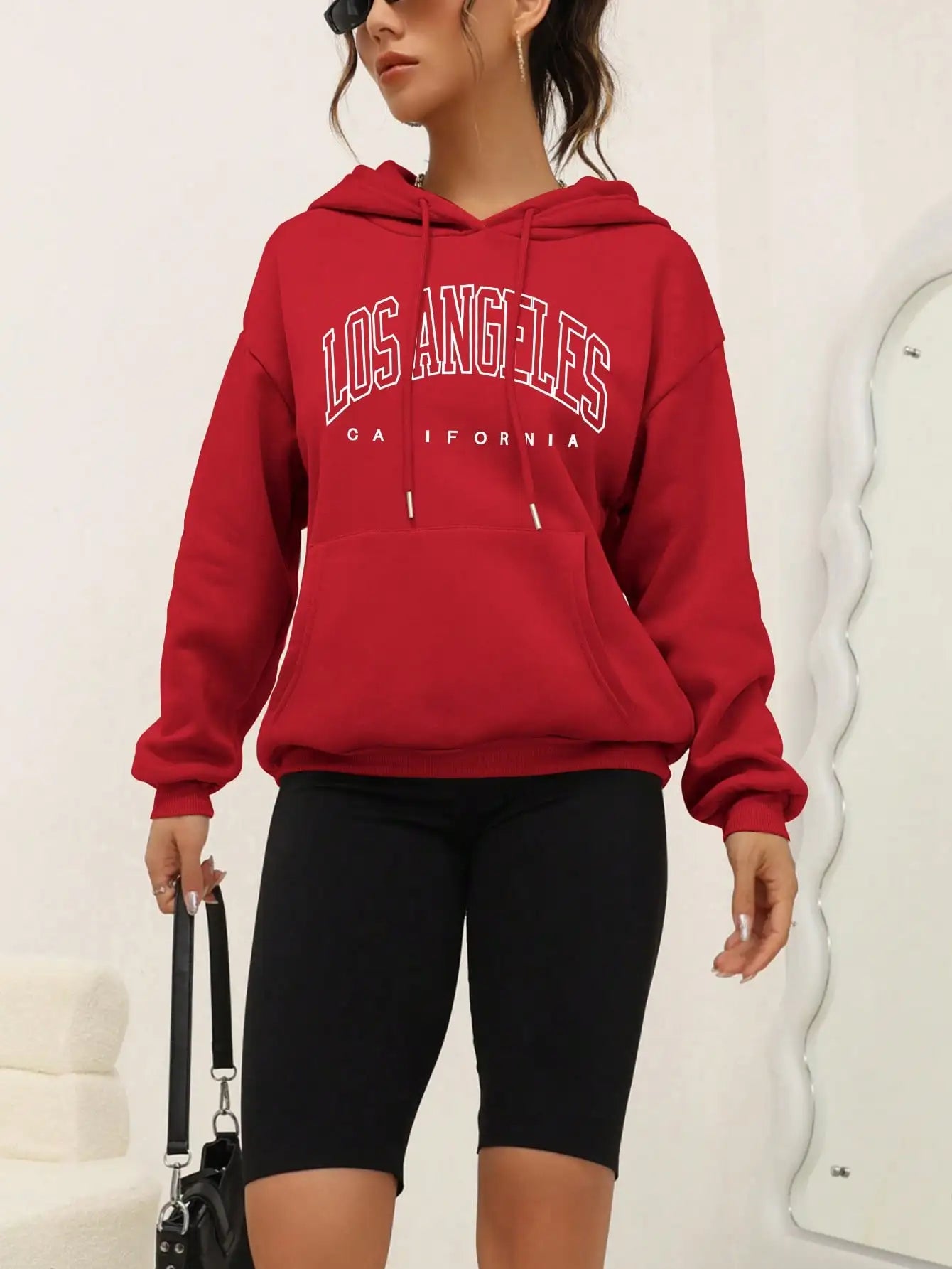Los Angeles Art Letter Design Women Hoodies American Style Casual Hoody Autumn Hip Hop Female Hoodie Casual Fleece Clothing