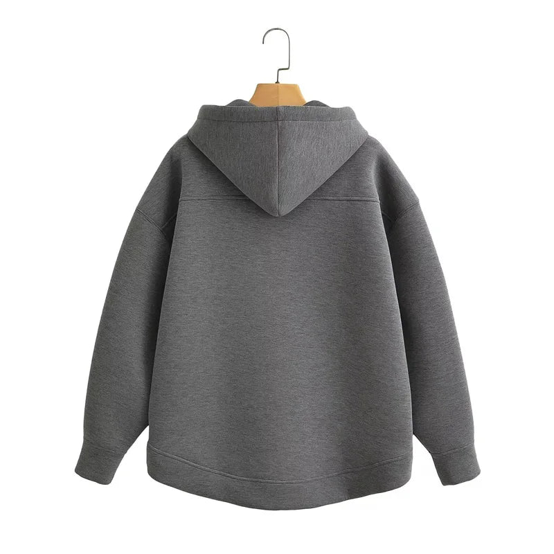 HXAO Women's Hoodie Oversized Zip up Hoodies Women Autumn Winter Long sleeve Outerwears Sweatshirt with zipper Y2k Hoodie Top