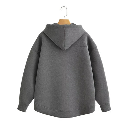 HXAO Women's Hoodie Oversized Zip up Hoodies Women Autumn Winter Long sleeve Outerwears Sweatshirt with zipper Y2k Hoodie Top