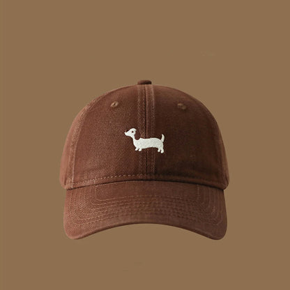 New Embroidered Dachshund Washed Cotton Baseball Cap Fashion Women Adjustable Wide Brim Trucker Hat Outdoor Men Snapback Caps